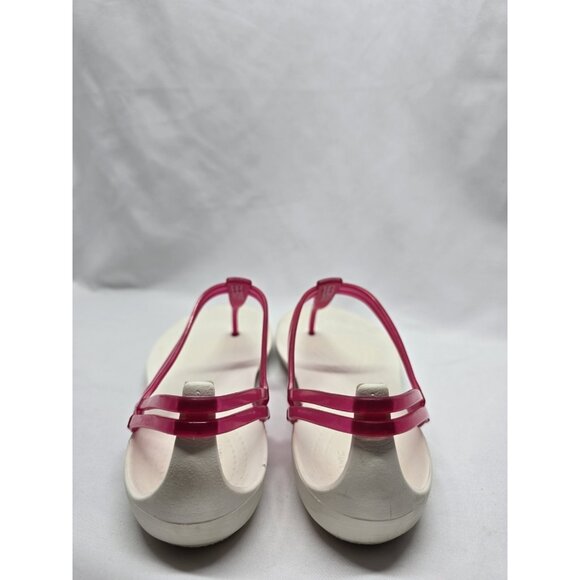 Crocs Isabella White And Pink T-Strap Iconic Comfort Sandal Size 6 Women's - Picture 4 of 16